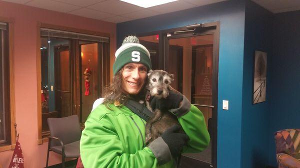 Dr. Jensen with Tucker, her therapy dog!