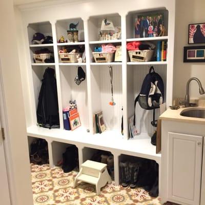 Custom cabinets in mudroom in Orono MN