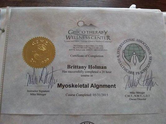 Myoskeletal Alignment State Recognized Massage Training