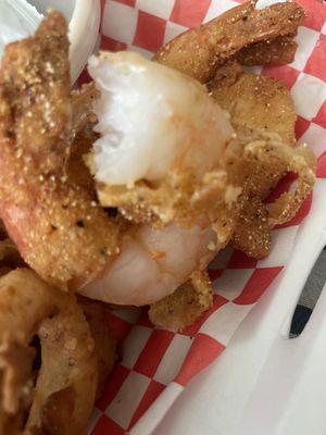 Raw fried shrimp