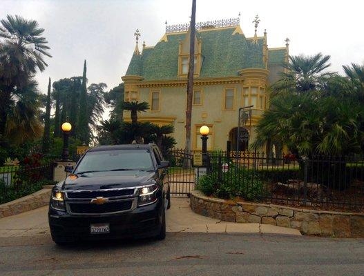 Our Redlands based Suburban at the historic Kimberly Crest Mansion at Prospect Park in Redlands, CA.
 
 Photo by: Larry R. Erickson