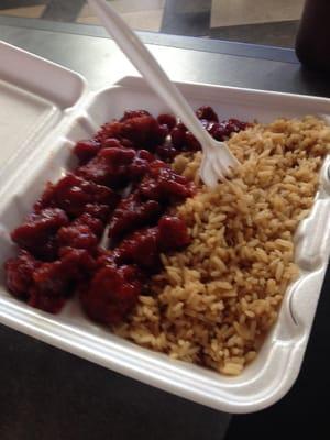 General Tso chicken with rice. 5.79