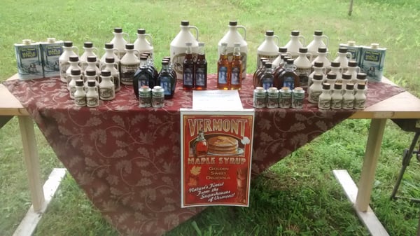 Our roadside stand sales table on RT 8/100 in Stamford, VT