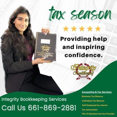 Integrity Bookkeeping Services - tax season 
 
 Call Us 661869-2881     contact Us info@ibksinc.con