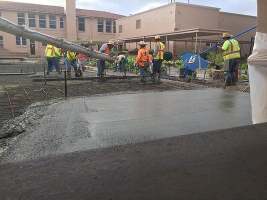 All new concrete by the student garden.