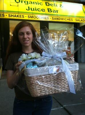 Owner/operator Chloe' Fischbach with a gluten-free, vegan basket!