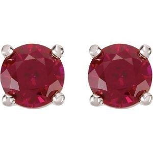 14kt YG WG Color Stones Or Diamonds Stud Earrings  ( image Ruby)