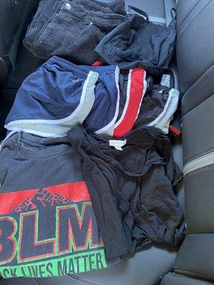 Corduroy H&M pants, running shorts, Treasure & Bond shirt, & more.