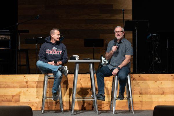 Jonathan and Brad doing our Pre-Show before the 11 am service.