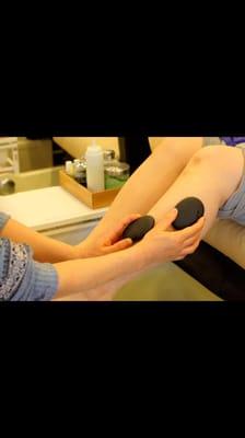 Hot stone massage spa pedicure