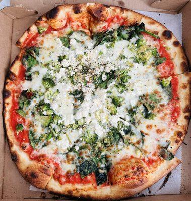 Greek Pizza (Broccoli, Spinach, Feta)