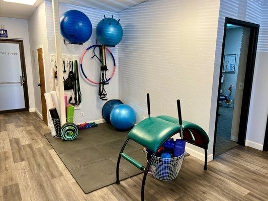 Our stretching and workout area. This is were we teach patients how to help themselves.