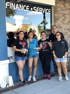 We are so proud of the art class from Osceola High School for doing a wonderful job at our shop. Happy Holidays.