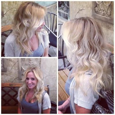 Beige blonde ombré and beach waves