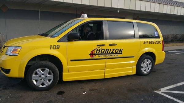 This is the type of taxi I took. I noticed this one is wheelchair accessible!