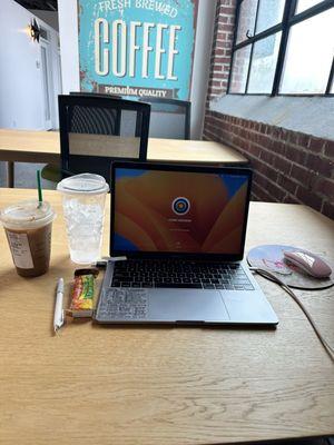 Laptop, and coffee