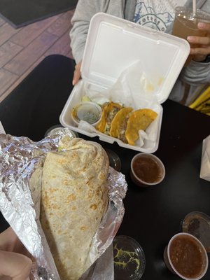 Birria Tacos & Chicken Burrito