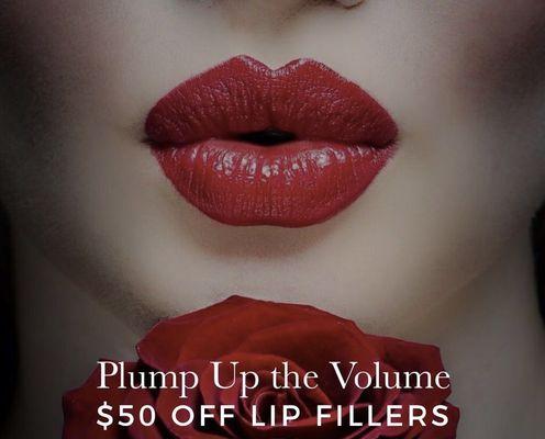 Come in for lip filler in May or June and get $50 off