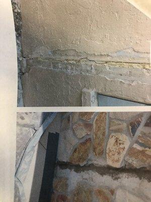 stone veneer over old wall