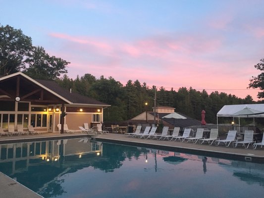 Our pool at sunset, next to community center.