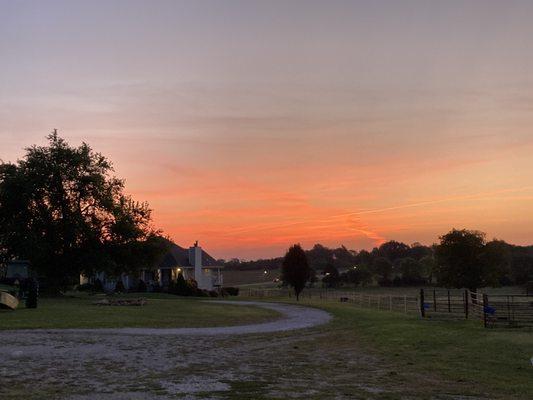 Farm view at sunrise