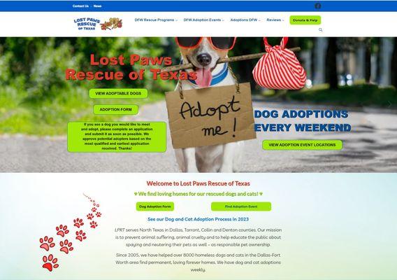 Lost Paws Rescue of Texas - website design and onsite SEO. https://lostpawsrescueoftexas.org