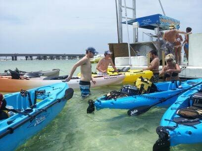 A group of Hobie Kayakers enjoying crab island!