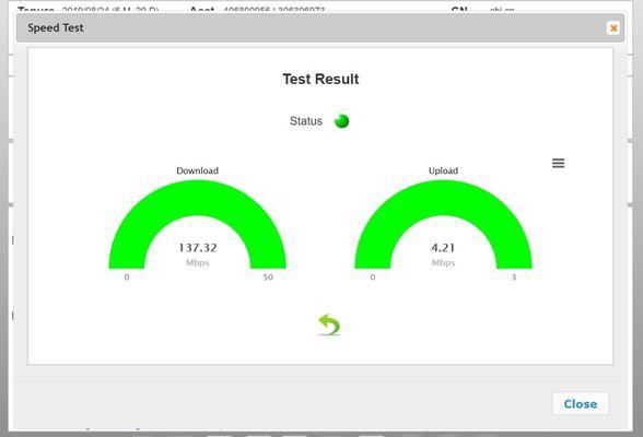 Real time customer down/up speed check using ViaSat