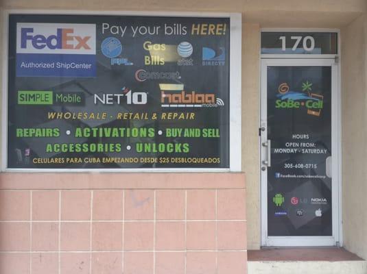 Sobe Cell is a New Cellular Phone Wholesale and Retail Store. We also provide many services such as bill pay and FedEx.