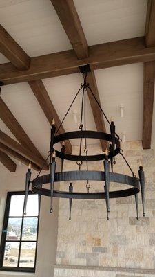 Hand forged chandelier.