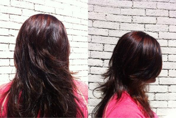 Lots of shaggy layers with red brown highlites