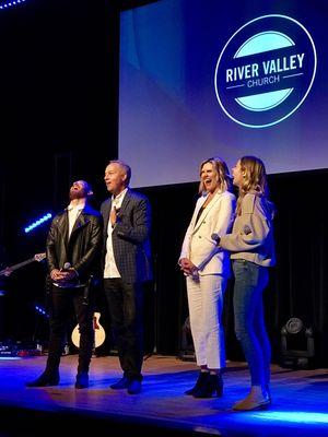 Lead Pastors Rob and Becca Ketterling with St. Paul Campus Pastors, Davey and Nicole Collins. (September 2018)