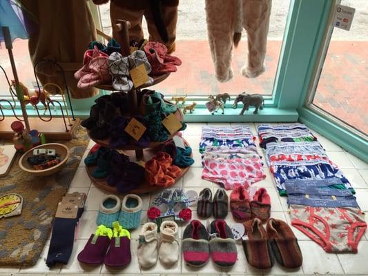 Great selection of handmade booties and slippers and cute patterned underwear