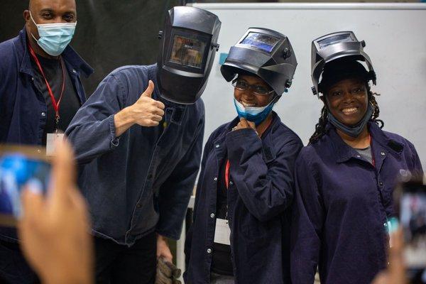 Beginner welders gearing up for class!