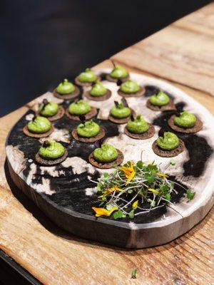 Buckwheat blinis and avocado cream, gluten free and delicious