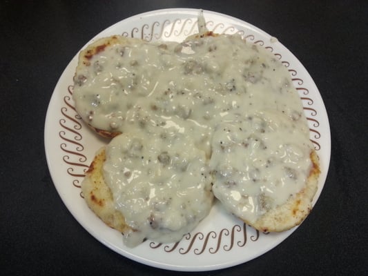 2 Grilled Biscuits w/Sausage Gravy - 3 Stars - Too salty. When I ordered them with the new jalapeno biscuits they came burnt.