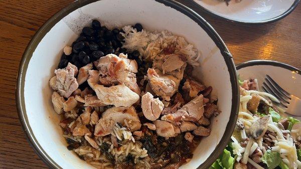 Chicken bowl with their basil sauce; Black beans A M A Z I N G !