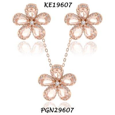 Morganite Color CZ Flower Set