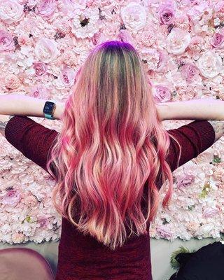 Balayage with pink