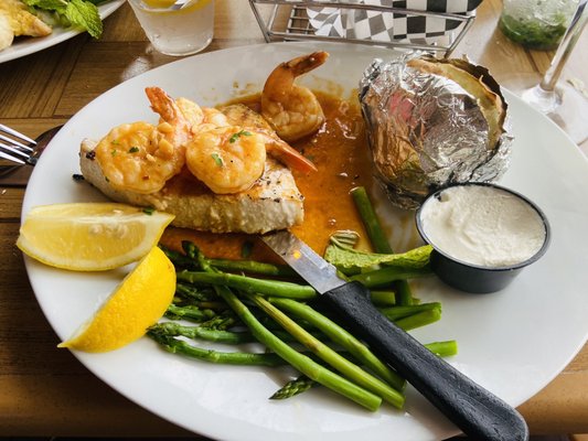 Swordfish with bourbon shrimp