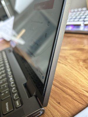 Screen not flushed with the surface of the laptop after three times of bringing it in for a replacement (after they broke it)