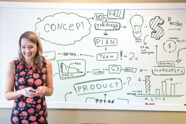 Digital Marketing Director in front of a whiteboard