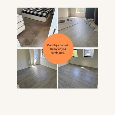 Vinyl floor installation.