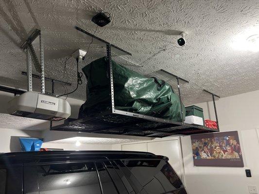 Installed a hanging shelf from my garage ceiling