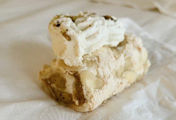 Pistachio Meringue Roll; creamy & not too sweet