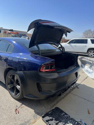 2015 Dodge Charger SRT style rear bumper replacement!