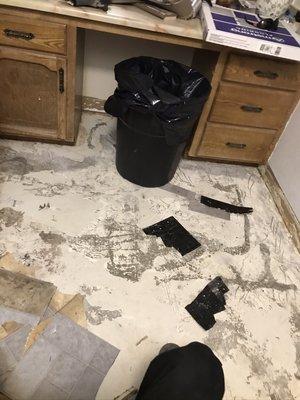 Linoleum tile removal and installation