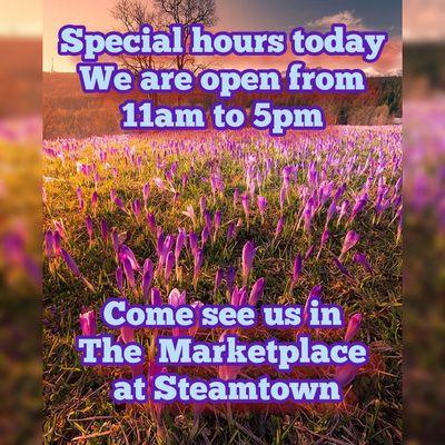 Special hours. Open Monday June 4th from 11am to 5pm