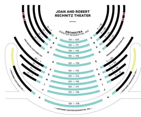 1 row in balcony. Seats in yellow on chart are not an obstructed view just not a great view. Looking down stage from side.