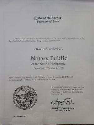 Notary Commission Certificate